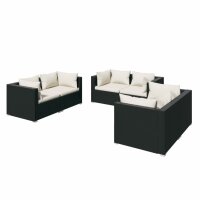 vidaXL 6-tlg. Garten-Lounge-Set mit Kissen Poly Rattan...