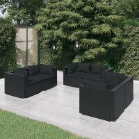 vidaXL 6-tlg. Garten-Lounge-Set mit Kissen Poly Rattan...