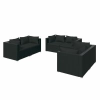 vidaXL 6-tlg. Garten-Lounge-Set mit Kissen Poly Rattan Schwarz