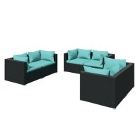 vidaXL 6-tlg. Garten-Lounge-Set mit Kissen Poly Rattan...