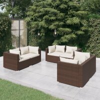 vidaXL 6-tlg. Garten-Lounge-Set mit Kissen Poly Rattan Braun