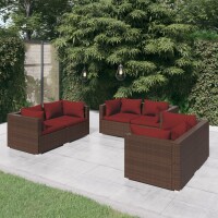 vidaXL 6-tlg. Garten-Lounge-Set mit Kissen Poly Rattan Braun