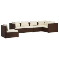 vidaXL 6-tlg. Garten-Lounge-Set mit Kissen Poly Rattan Braun