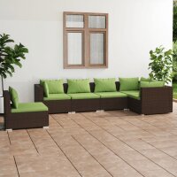 vidaXL 6-tlg. Garten-Lounge-Set mit Kissen Poly Rattan Braun