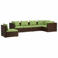 vidaXL 6-tlg. Garten-Lounge-Set mit Kissen Poly Rattan Braun