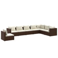 vidaXL 8-tlg. Garten-Lounge-Set mit Kissen Poly Rattan Braun