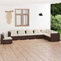 vidaXL 8-tlg. Garten-Lounge-Set mit Kissen Poly Rattan Braun