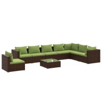 vidaXL 9-tlg. Garten-Lounge-Set mit Kissen Poly Rattan Braun