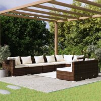 vidaXL 8-tlg. Garten-Lounge-Set mit Kissen Braun Poly Rattan