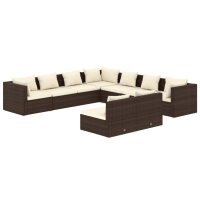 vidaXL 9-tlg. Garten-Lounge-Set mit Kissen Braun Poly Rattan