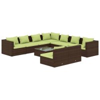 vidaXL 10-tlg. Garten-Lounge-Set mit Kissen Braun Poly Rattan