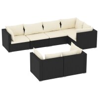 vidaXL 7-tlg. Garten-Lounge-Set mit Kissen Schwarz Poly...