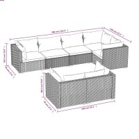 vidaXL 7-tlg. Garten-Lounge-Set mit Kissen Schwarz Poly Rattan