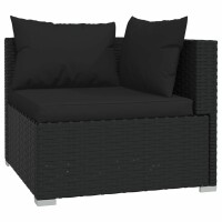 vidaXL 7-tlg. Garten-Lounge-Set mit Kissen Schwarz Poly Rattan