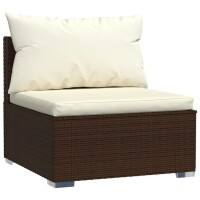 vidaXL 7-tlg. Garten-Lounge-Set mit Kissen Braun Poly Rattan