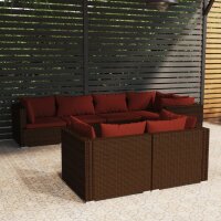 vidaXL 7-tlg. Garten-Lounge-Set mit Kissen Braun Poly Rattan