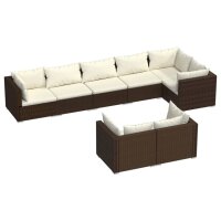 vidaXL 8-tlg. Garten-Lounge-Set mit Kissen Braun Poly Rattan