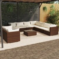 vidaXL 10-tlg. Garten-Lounge-Set mit Kissen Braun Poly...