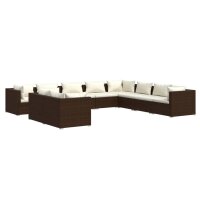 vidaXL 10-tlg. Garten-Lounge-Set mit Kissen Braun Poly...