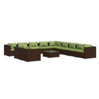 vidaXL 12-tlg. Garten-Lounge-Set mit Kissen Braun Poly...