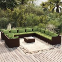 vidaXL 12-tlg. Garten-Lounge-Set mit Kissen Braun Poly...