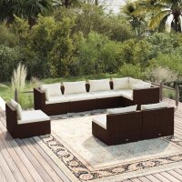 vidaXL 8-tlg. Garten-Lounge-Set mit Kissen Poly Rattan Braun