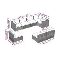 vidaXL 8-tlg. Garten-Lounge-Set mit Kissen Poly Rattan Braun