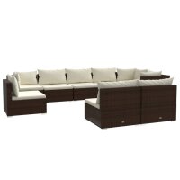 vidaXL 9-tlg. Garten-Lounge-Set mit Kissen Poly Rattan Braun