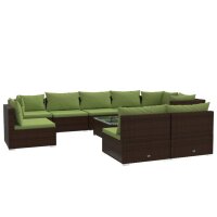 vidaXL 10-tlg. Garten-Lounge-Set mit Kissen Poly Rattan...