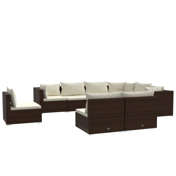 vidaXL 9-tlg. Garten-Lounge-Set mit Kissen Poly Rattan Braun