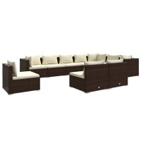 vidaXL 10-tlg. Garten-Lounge-Set mit Kissen Poly Rattan...