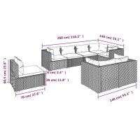 vidaXL 8-tlg. Garten-Lounge-Set mit Kissen Poly Rattan Braun