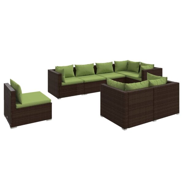 vidaXL 8-tlg. Garten-Lounge-Set mit Kissen Poly Rattan Braun