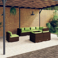 vidaXL 8-tlg. Garten-Lounge-Set mit Kissen Poly Rattan Braun