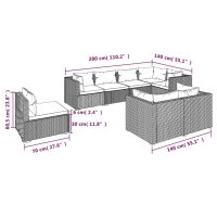 vidaXL 8-tlg. Garten-Lounge-Set mit Kissen Poly Rattan Braun