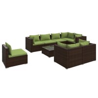 vidaXL 9-tlg. Garten-Lounge-Set mit Kissen Poly Rattan Braun