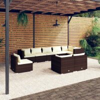 vidaXL 9-tlg. Garten-Lounge-Set mit Kissen Poly Rattan Braun