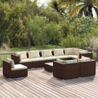 vidaXL 10-tlg. Garten-Lounge-Set mit Kissen Poly Rattan...