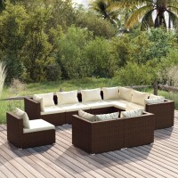 vidaXL 9-tlg. Garten-Lounge-Set mit Kissen Poly Rattan Braun