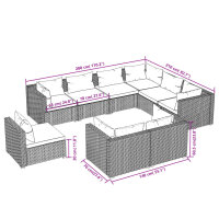 vidaXL 9-tlg. Garten-Lounge-Set mit Kissen Poly Rattan Braun