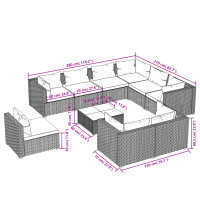 vidaXL 10-tlg. Garten-Lounge-Set mit Kissen Poly Rattan Braun