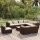 vidaXL 10-tlg. Garten-Lounge-Set mit Kissen Poly Rattan Braun