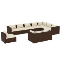 vidaXL 10-tlg. Garten-Lounge-Set mit Kissen Poly Rattan...