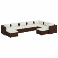 vidaXL 9-tlg. Garten-Lounge-Set mit Kissen Poly Rattan Braun