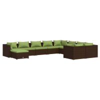 vidaXL 10-tlg. Garten-Lounge-Set mit Kissen Poly Rattan...