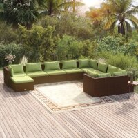 vidaXL 10-tlg. Garten-Lounge-Set mit Kissen Poly Rattan...