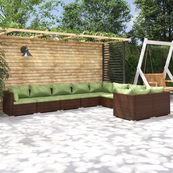 vidaXL 9-tlg. Garten-Lounge-Set mit Kissen Poly Rattan Braun