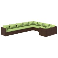 vidaXL 9-tlg. Garten-Lounge-Set mit Kissen Poly Rattan Braun