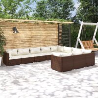 vidaXL 10-tlg. Garten-Lounge-Set mit Kissen Poly Rattan...