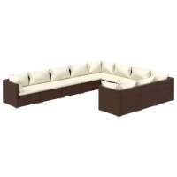 vidaXL 10-tlg. Garten-Lounge-Set mit Kissen Poly Rattan...